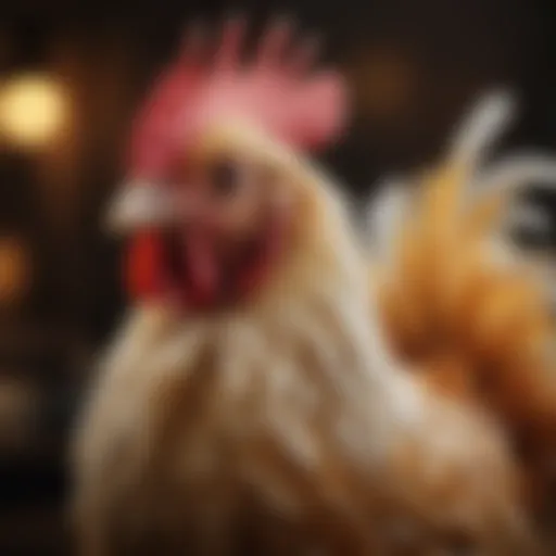 A vibrant bantam chicken showcasing its unique feather patterns