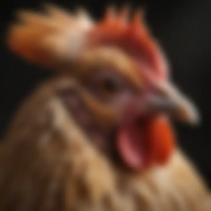 Close-up of a bantam hen showcasing its unique features