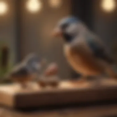 Engagement with Natural Materials Bird interacting with a natural wooden toy