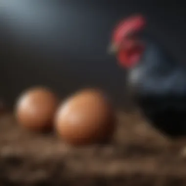 A happy black egg chicken in a farm setting