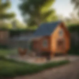 A beautifully designed chicken coop in a backyard setting