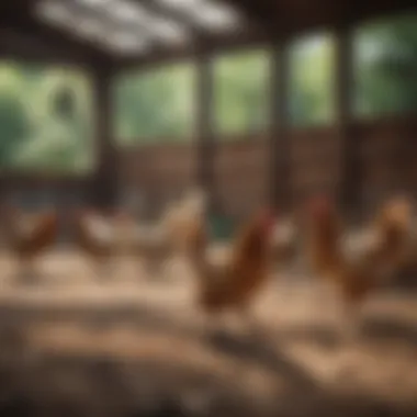Chickens in an Enriching Environment Chickens enjoying a safe and enriching environment
