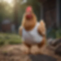 Charming chicken wearing a diaper outdoors