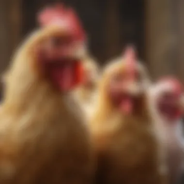 A diverse selection of chicken breeds showcasing different colors and sizes.