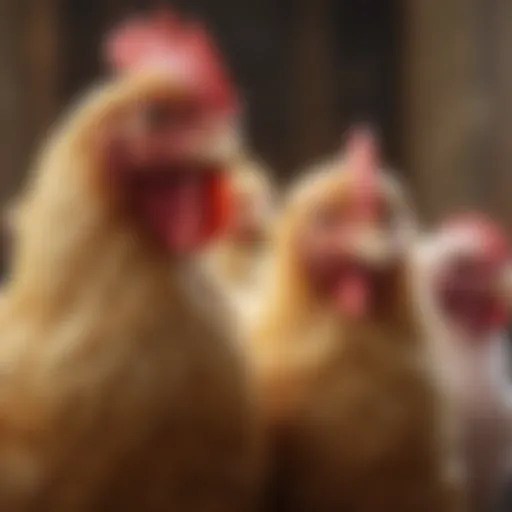A diverse selection of chicken breeds showcasing different colors and sizes.