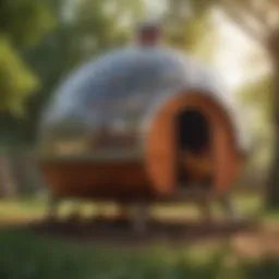 Architectural design of a dome chicken coop showcasing its unique shape and structure