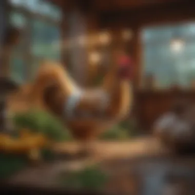 Serene Habitat for Fancy Chickens A tranquil coop environment for fancy chickens