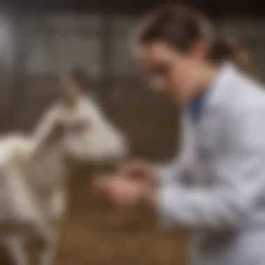 Vaccine Administration in Goats Veterinary professional administering a vaccine to a goat, emphasizing proper methods.