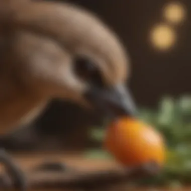 Curiosity and Engagement with Chew Toys Close-up of a bird inspecting a chew toy, indicating curiosity and engagement