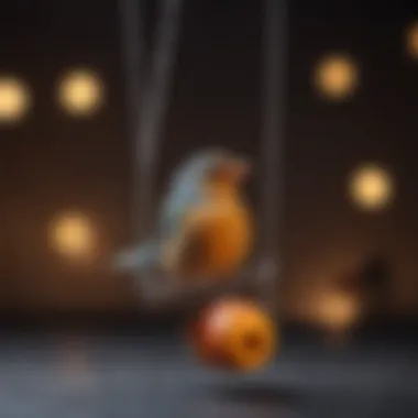 Encouraging Physical Activity with Swinging Toys Pet bird playing with swinging toys, emphasizing physical activity