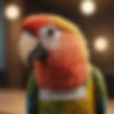 A collection of humorous parrot name tags displayed creatively