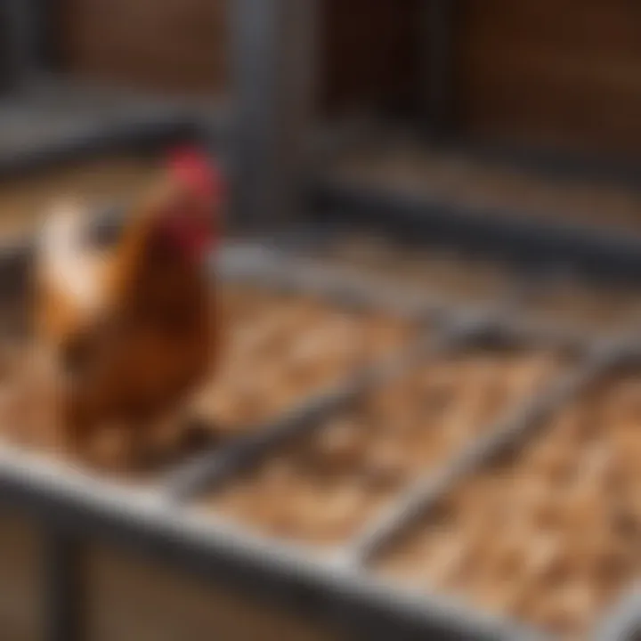 Close-up of the materials used in constructing a chicken coop.