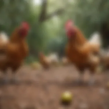 Olive Egger chickens in a free-range environment