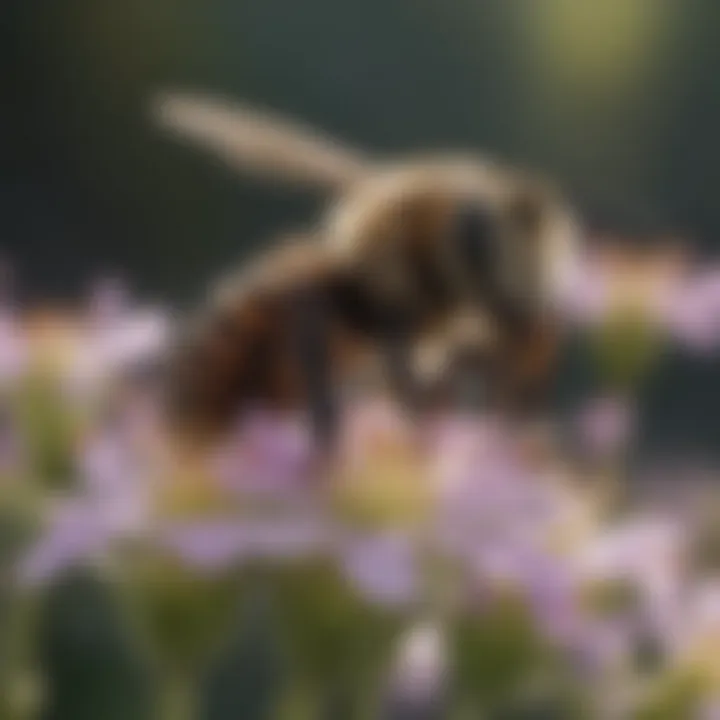 Close-up of a bee on a blossoming perennial flower