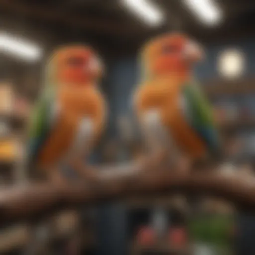 Various types of bird perches at PetSmart