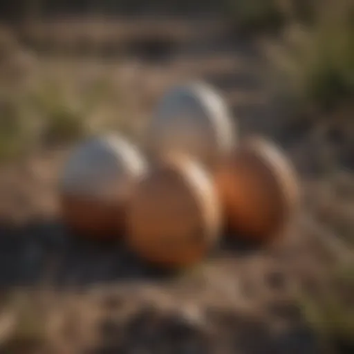 Prairie chicken eggs nestled in a natural setting