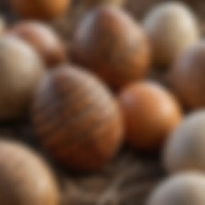 A close-up view of a prairie chicken egg showcasing its unique texture