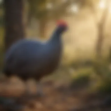 A vibrant rural king guinea fowl in its natural habitat