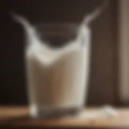 A glass of fresh goat milk with a splash effect