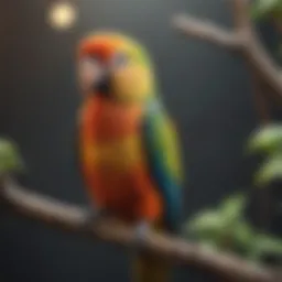 Colorful small parrot perched on a branch