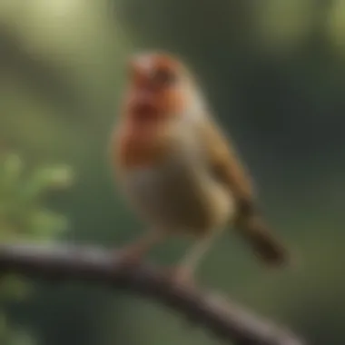 A charming finch singing on a branch