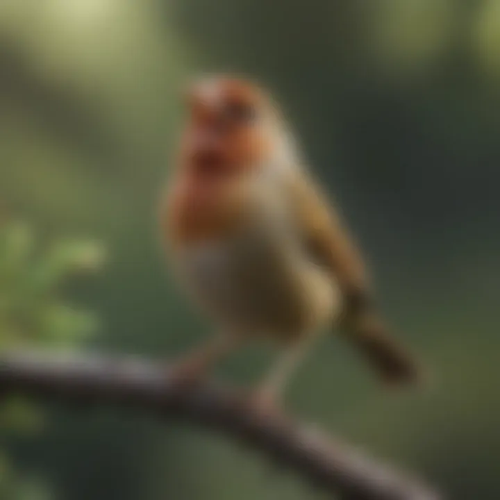 A charming finch singing on a branch