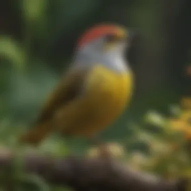 A delicate warbler flitting through a lush garden