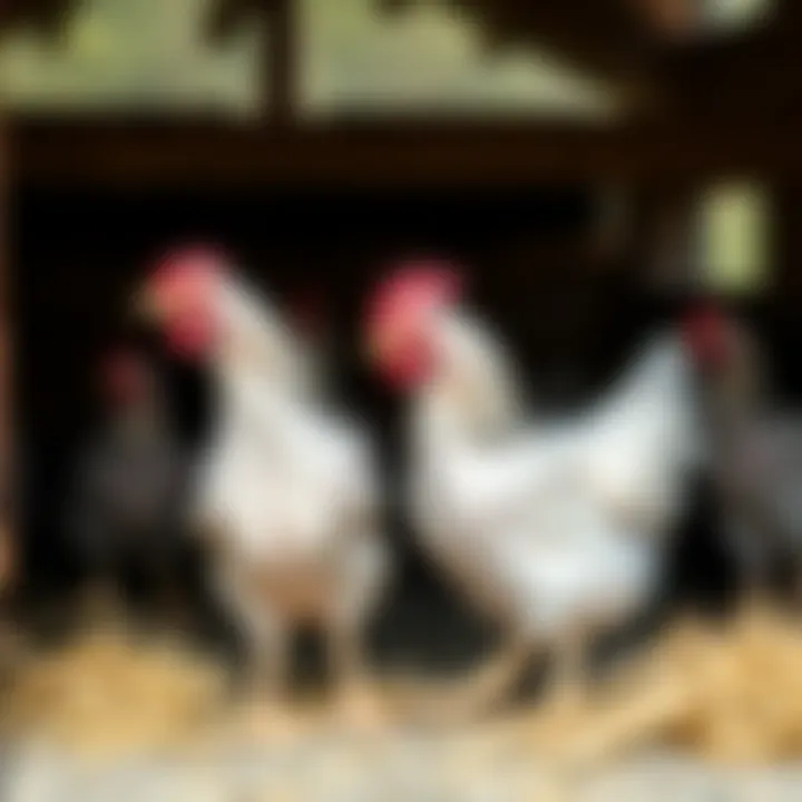 English Lavender Orpingtons interacting peacefully in their coop