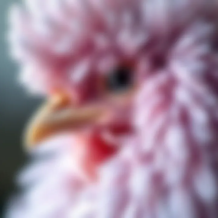 Close-up of the unique lavender feathers of an English Lavender Orpington