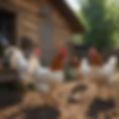 Happy chickens roaming freely around the Formex chicken coop