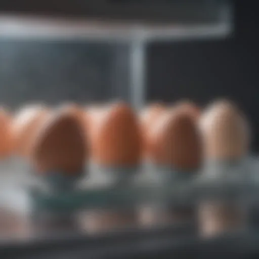 Close-up view of a mini egg incubator showcasing its advanced temperature control system.
