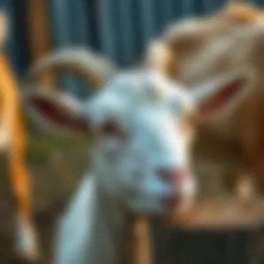 Healthy goats demonstrating positive behavior