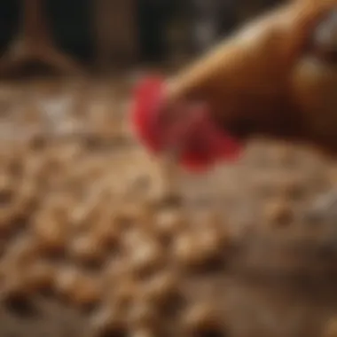 Natural Feed for Free-Range Chickens A close-up view of free-range chicken feed and its natural ingredients