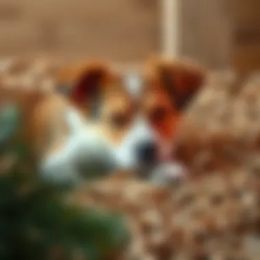 A pet resting comfortably on pine shavings