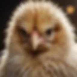 A close-up of a Silkie chicken showcasing its unique fluffy feathers