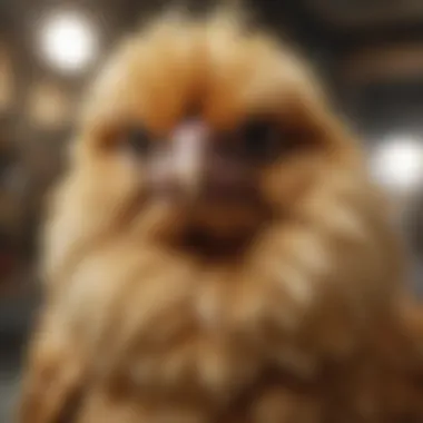 An exhibition showcasing Silkie chickens