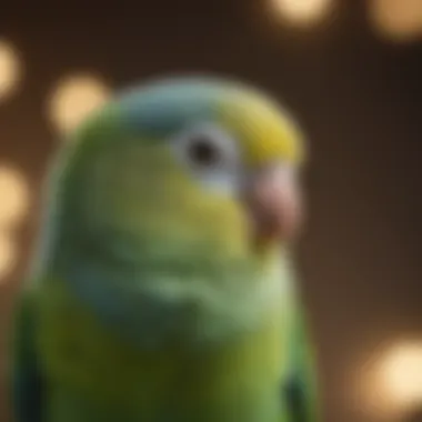 Captivating Parakeet Personality Close-up of a parakeet perched contently, emphasizing individual personality traits.