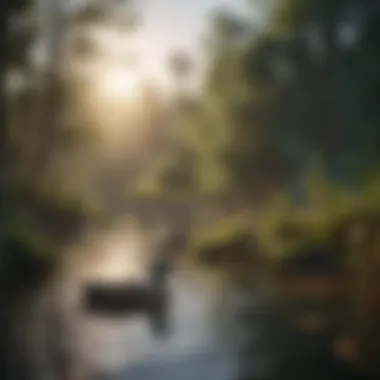 A serene pond with wild ducks swimming gracefully
