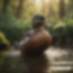 A variety of wild duck species in a natural setting