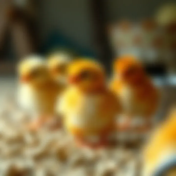 Chicks Thriving on Balanced Nutrition Chicks enjoying balanced nutrition