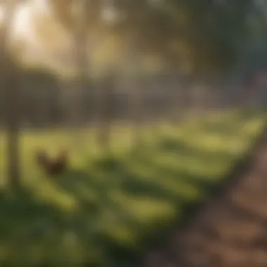 Electric fencing setup around a poultry area