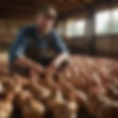 A local farmer showcasing healthy laying hens