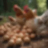 A variety of laying hens in a free-range environment