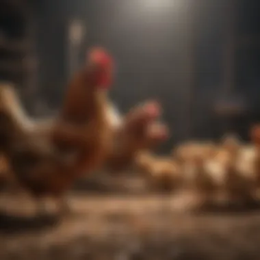 Farmers strategizing feeding techniques for chickens