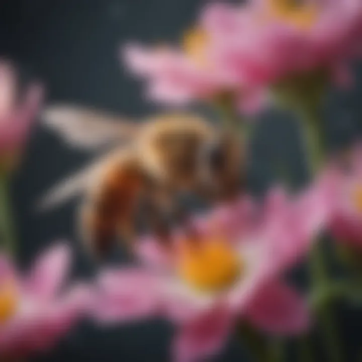 Close-up of a honey bee on a blooming flower