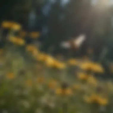 Vibrant wildflowers attracting honey bees