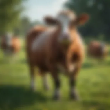 Pasture-raised livestock grazing in a lush field