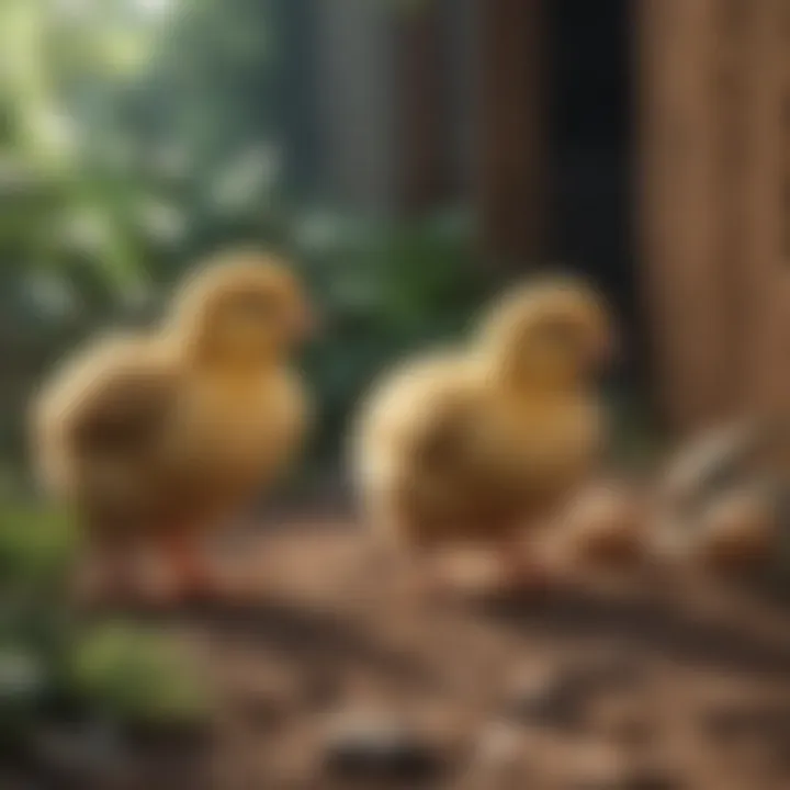 Young chicks exploring their environment