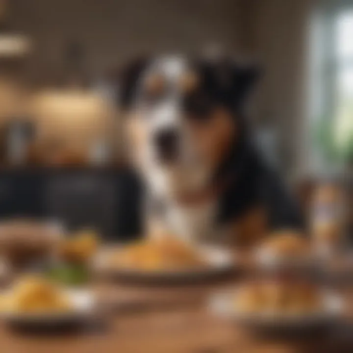 A happy and active dog enjoying a balanced meal with various nutrient-rich ingredients