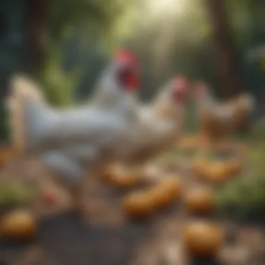 Healthy chickens enjoying a natural habitat